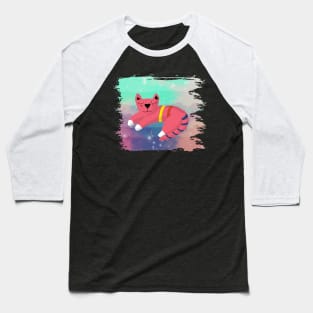 Pink cat in the pastel space Baseball T-Shirt